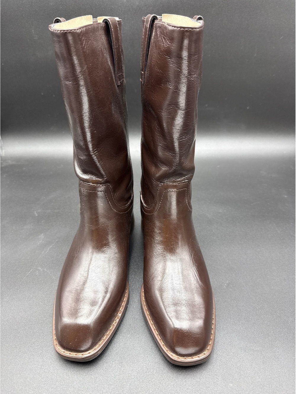 Steve Madden Primo Leather Tall Western Boots Square Toe